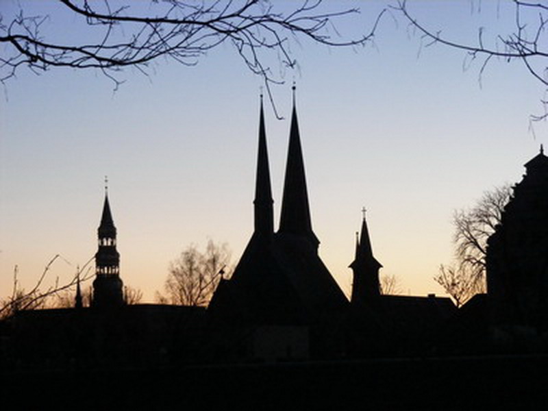 Katharinenkirche u.a. im Abendlicht in Zwickau